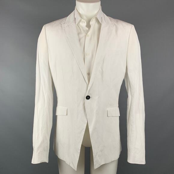UNCONDITIONAL Size XL White Wrinkled Acetate / Viscose Sport Coat - Picture 1 of 7